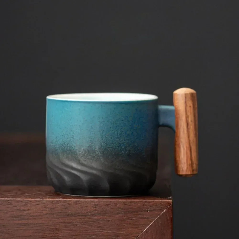 Tasses à expresso vintage avec manche en bois